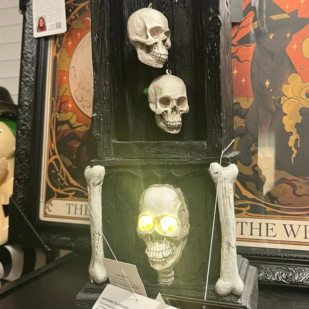 Martha Stewart Halloween Grandinroad Dupe Skeleton Skull Clock Tower Decor
